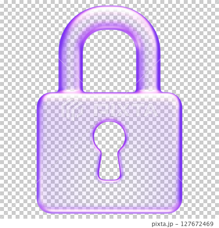 Padlock icon in soft purple, representing security, protection, privacy, and restricted access, 3d rendering 127672469