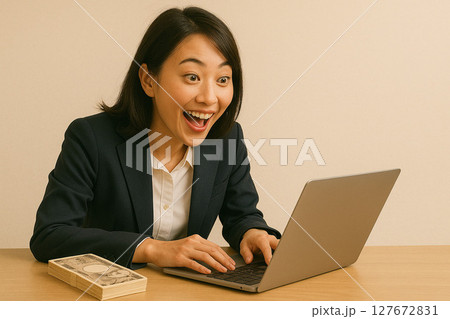 ビジネスに成功して喜ぶ女性 127672831