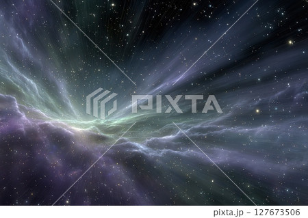 Stunning Timelapse Starburst Effect with Light Rays Extending Through Cosmic Space Imagery 127673506