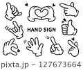 手袋をはめた手のイラスト・ハンドサイン  127673664