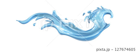 water splash icon with clean shape and gloss, floating on white backdrop 127674605