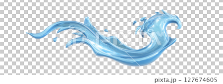 water splash icon with clean shape and gloss, floating on white backdrop 127674605