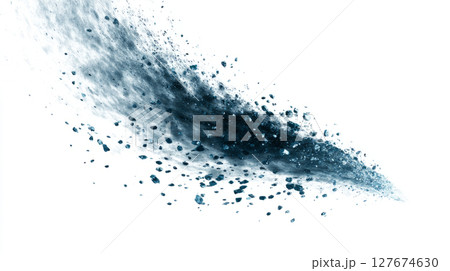 Comet tail shedding icy fragments minimal on white 127674630