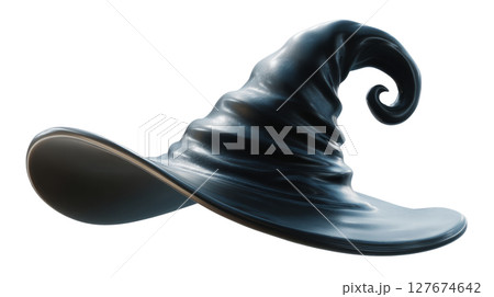 witch hat with curled tip, isolated white background witch hat with curled tip, isolated white background 127674642
