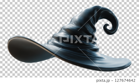 witch hat with curled tip, isolated white background witch hat with curled tip, isolated white background 127674642