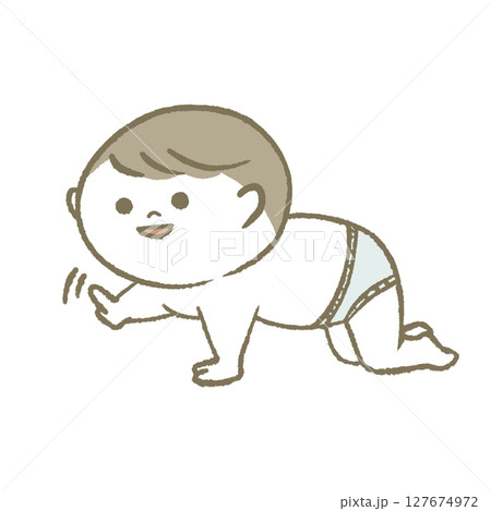 おむつでハイハイする赤ちゃん 127674972