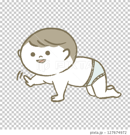 おむつでハイハイする赤ちゃん 127674972
