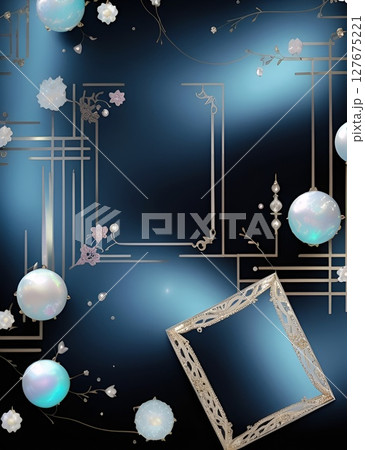 アールデコオリエンタルイメージ黒と金のラグジュアリーなカード背景デザイン 127675221