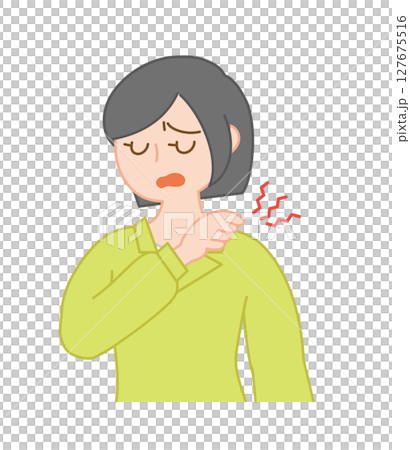 Illustration of women suffering from stiff shoulders 127675516