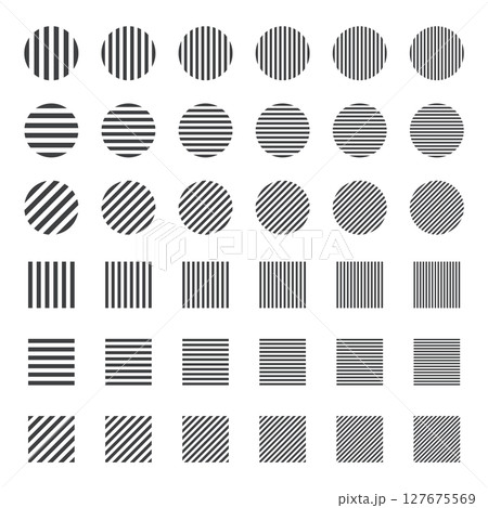 イラスト素材：ストライプ・ボーダーの幾何学模様　ベクター　Striped and border 127675569