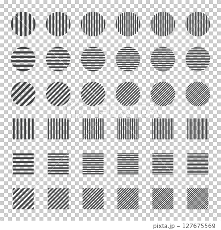 イラスト素材：ストライプ・ボーダーの幾何学模様　ベクター　Striped and border 127675569