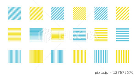 イラスト素材：ストライプ・ボーダーの幾何学模様　ベクター　Striped and border 127675576