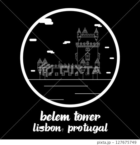 Circle Icon Belem Tower. Vector illustration 127675749