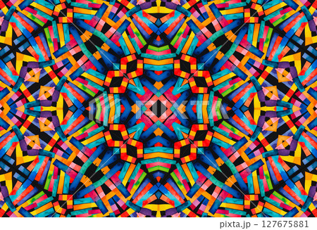 Bright multicolored stripes on black background, colorful abstract kaleidoscopic pattern Bright multicolored stripes on black background, colorful abstract kaleidoscopic pattern 127675881