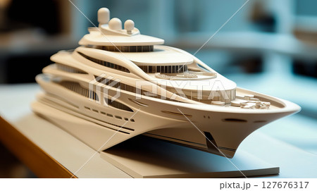 Modern Ship model. Hobbies and collecting concept 127676317