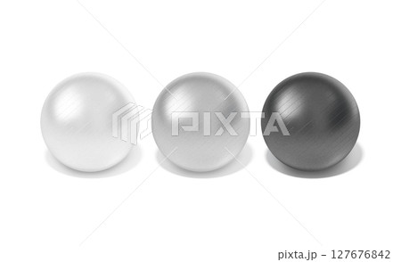 Blank black, white and silver pilates ball mockup, top view Blank black, white and silver pilates ball mockup, top view 127676842