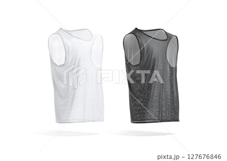 Blank black and white football team practice vest mockup, isolated 127676846