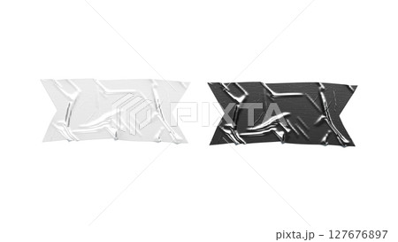 Blank black and white rectangle cut adhesive crumpled tape mockup Blank black and white rectangle cut adhesive crumpled tape mockup 127676897