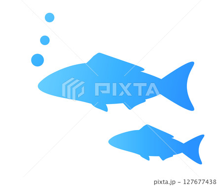 泳ぐ魚のベクターイラスト素材　海の生き物のアイコン、フレーム、装飾、背景 127677438