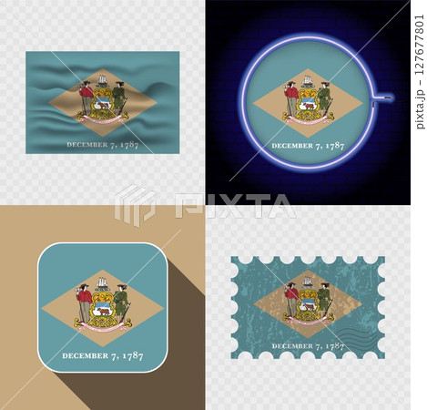 Creative Delaware Flag Icon Set Collection. 127677801