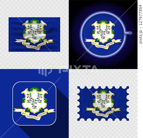 Creative Connecticut Flag Icon Set Collection. 127677804