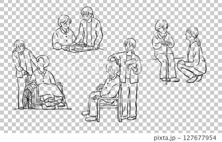 福祉・介護：シニア女性の生活支援をする若い女性 127677954