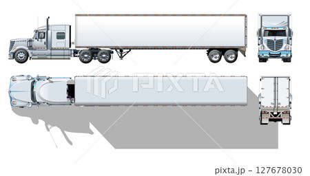 Vector cargo semi truck template isolated on white Vector cargo semi truck template isolated on white 127678030