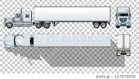 Vector cargo semi truck template isolated on white 127678030