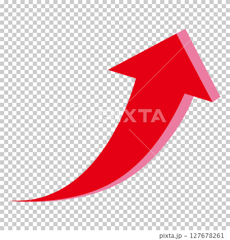 白色背景上向右上升的紅色三維箭頭的插圖 白色背景上向右上升的紅色三維箭頭的插圖 127678261