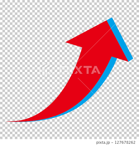 白色背景上向右上升的紅色三維箭頭的插圖 127678262