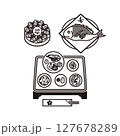 お食い初めのイラスト（線画） 127678289