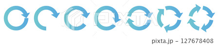 イラスト素材：サイクル図　サイクル矢印　青　set of recycling icons. 127678408