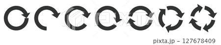 イラスト素材：サイクル図　サイクル矢印　黒　set of recycling icons. 127678409