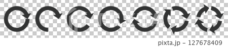 イラスト素材：サイクル図　サイクル矢印　黒　set of recycling icons. 127678409