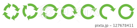 イラスト素材：サイクル図　サイクル矢印　緑　set of recycling icons. 127678411