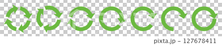 イラスト素材：サイクル図　サイクル矢印　緑　set of recycling icons. 127678411