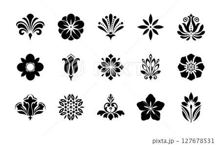 Flower icons set. Isolated elements for design. Vector graphics. 127678531
