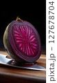 Transparent beetroot, cut in half, like a crystal with a faceted surface, 127678704