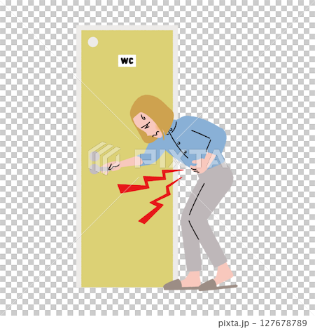 Painful woman entering the toilet 127678789