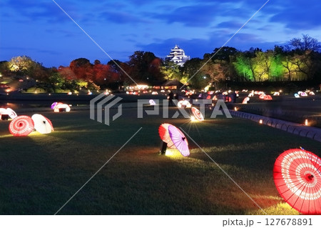 【岡山県】秋の幻想庭園(イルミネーション)後楽園と岡山城(令和の大改修後) 【岡山県】秋の幻想庭園(イルミネーション)後楽園と岡山城(令和の大改修後) 127678891