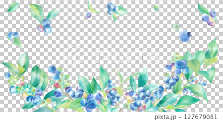 藍莓的水彩插圖。框架設計。 127679081