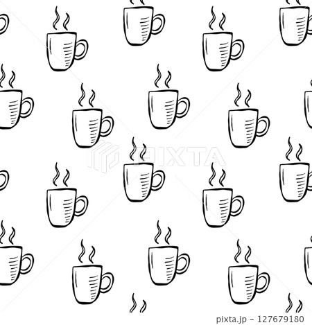 Adorable Coffee Mug Pattern Design Ideal for Creating Cozy and Comforting Aesthetic Styles 127679180
