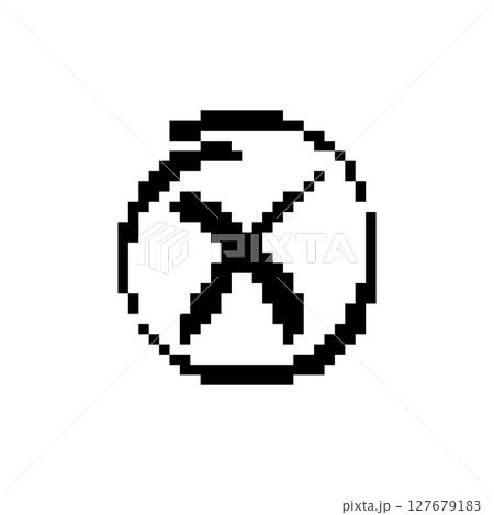 Mosaic pixel art exclamation mark in black and white retro style icon design 127679183