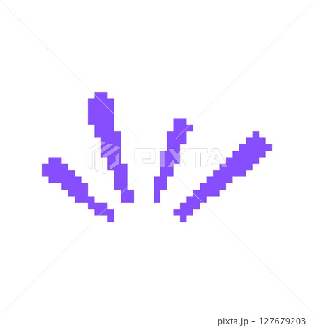 Mosaic pixel art icon of purple confetti design with retro pixelated style for celebrations 127679203