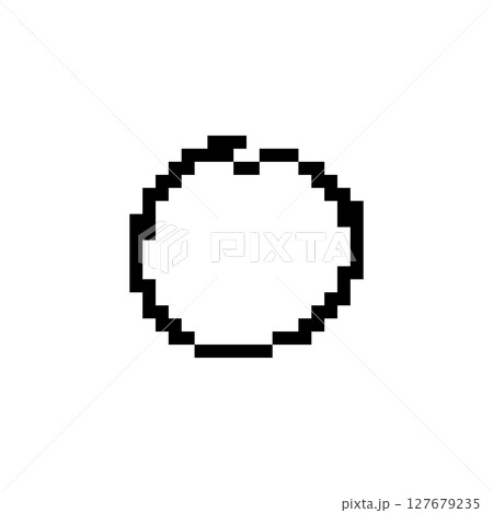 Mosaic pixel art circle icon represents simple geometric shape with retro sprite design Mosaic pixel art circle icon represents simple geometric shape with retro sprite design 127679235