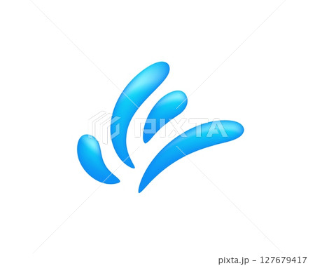 Abstract blue water droplets symbolizing fluidity and motion in clean minimalistic design 127679417