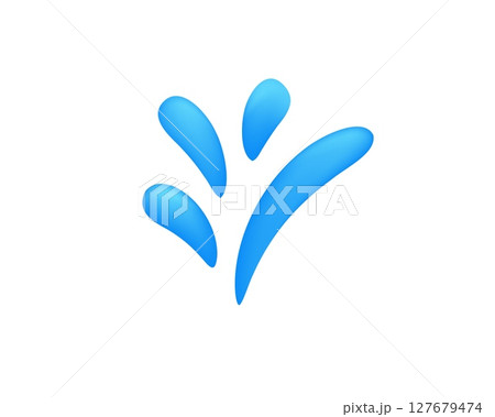 Blue abstract shape with curved lines on a white background for modern design concepts 127679474