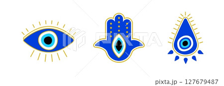 Evil eye symbols illustration emphasizing protection and cultural significance in design 127679487