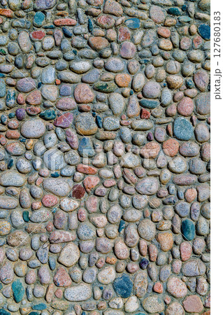 Round cobblestone decorated wall 127680183