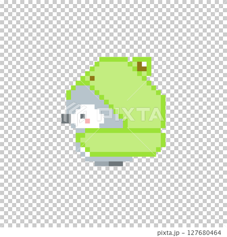 Frog raincoat and sideways gray owl pixel art Frog raincoat and sideways gray owl pixel art 127680464